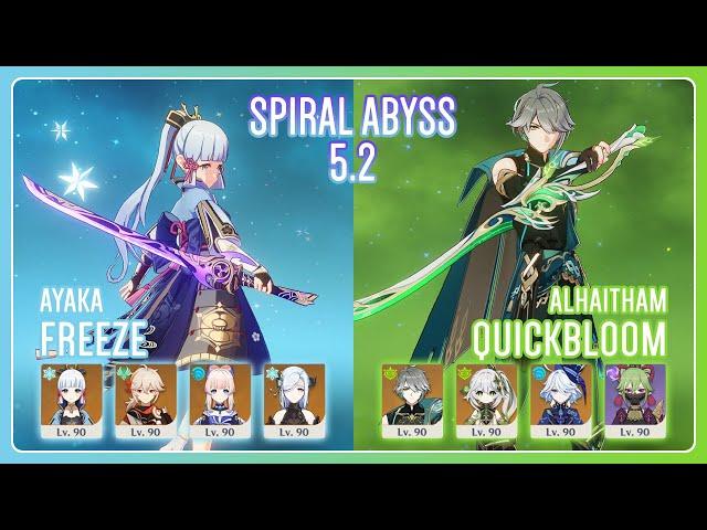 C0 Ayaka Freeze & C0 Alhaitham Quickbloom | NEW Spiral Abyss 5.2 | Genshin Impact