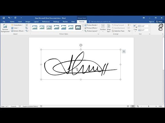 How to remove background from a scanned signature in Word