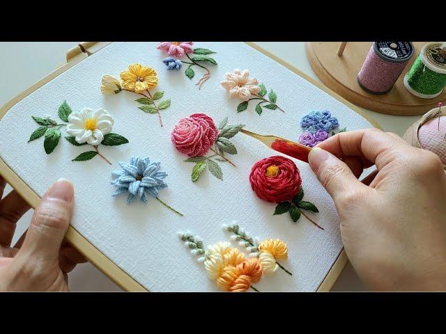 [무료도안/Free Pattern] 사랑스런 입체꽃자수 l Lovely 3D flower embroidery