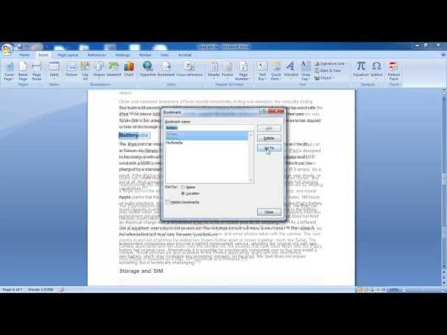 How to Insert Bookmark in Word