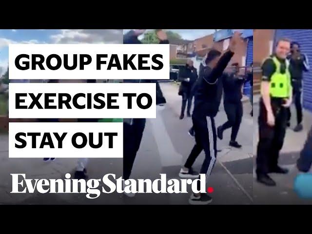 Coronavirus UK: viral video shows group pretending to exercise when approached by police