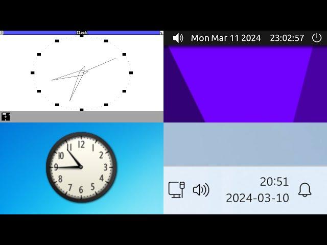 What do the clocks look like in different OSes?