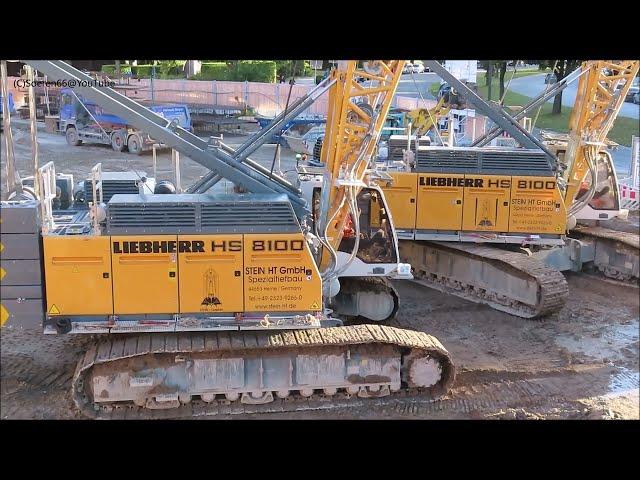 STEIN - 2 LIEBHERR Hydroseilbagger HS 8100 beim Bau einer Schlitzwand