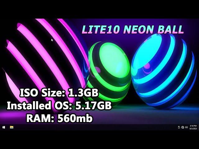 Windows 10 LITE NEON BALL Size:1.3GB | Windows 10 Lite for Gaming | Windows 10 Lite for Low PC