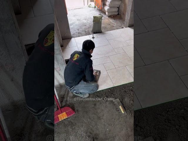 Asian bricklayer installs tiles P14 #diy #construction #tiles #shorts #bricklayer #tiling  #handmade