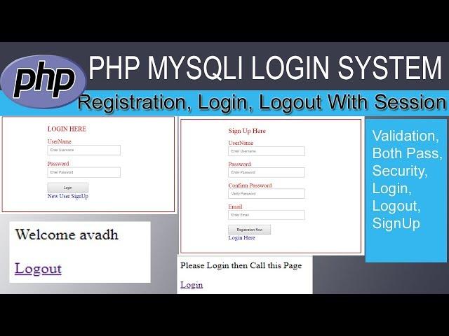 login in php | login registration php mysql | registration login and logout form in php and mysql