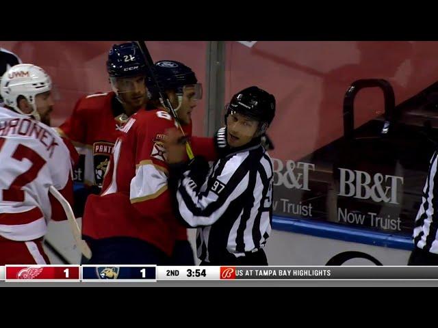 Dylan Larkin Hits Riley Stillman After The Whistle