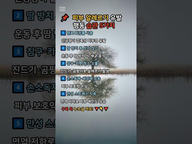 피부 알레르기 유발 행동 습관 5가지 #피부알레르기 #건강습관 #피부예민 #면역력 #좋은글 #습관 #명언 #생활건강 #피부관리 #건강