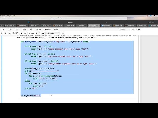 Data Science and Machine Learning (Video 1.5): Functions, Exceptions, and Doc Strings