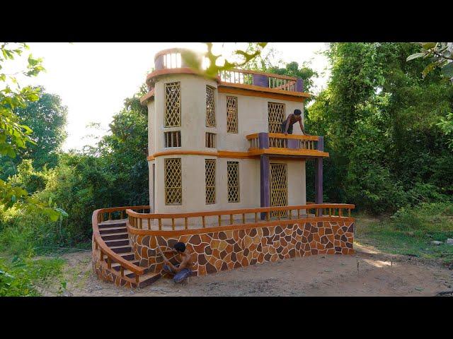 Building The Most Creative  Beautiful Luxury Two-Story  Mud Villa House By Jungle Design