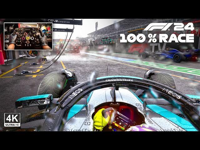 Lewis Hamilton's Mercedes AMG F1 W15 - F1 24 100% Race Brazilian GP | Steering Wheel Gameplay