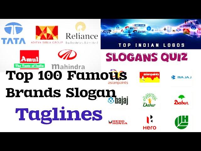 Top 100 Famous Brands slogan and Taglines || Guess the brand by Tagline || Brand Slogans Quiz