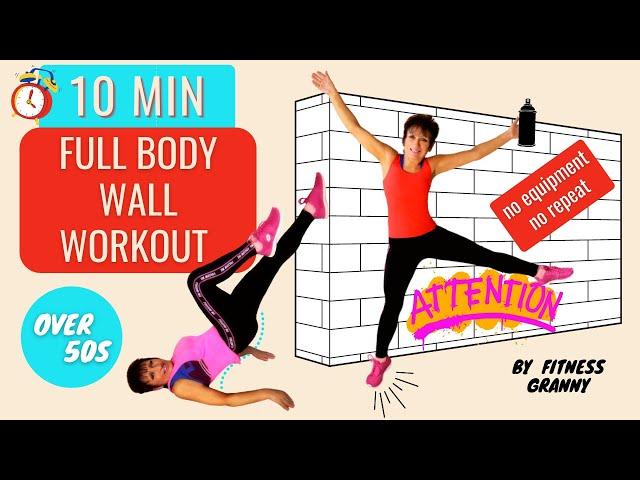 10 MIN CHALLENGING WALL WORKOUT – BODYWEIGHT POWER TRAINING FOR WOMEN (no equipment, no repeat)