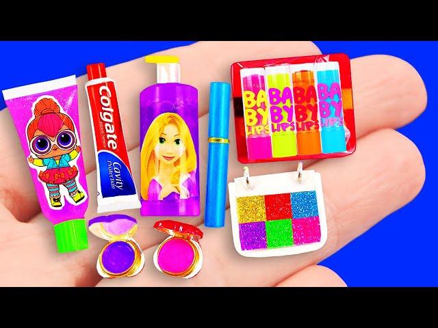 35 BARBIE HACKS : miniature makeup set, nail polish, lipstick, and more