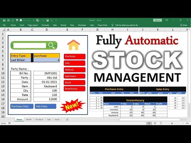 Stock [ Inventory ] Management in Excel - Stock Maintain in Excel ( Hindi ) - Stock Register