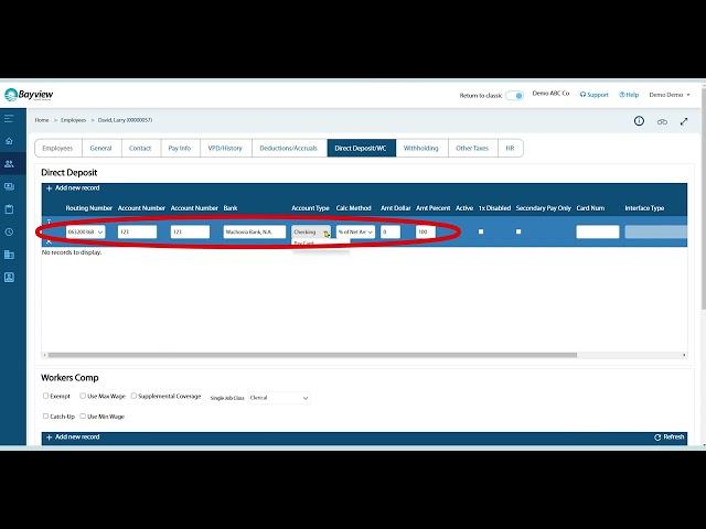 Bayview Payroll Services  - Add and Edit Employee Direct Deposit