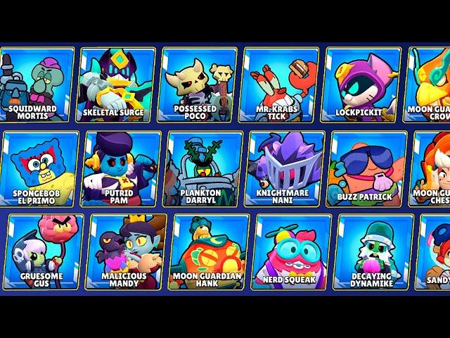 ALL 673 BRAWL STARS SKINS | #SpongeBob, ScaryTales