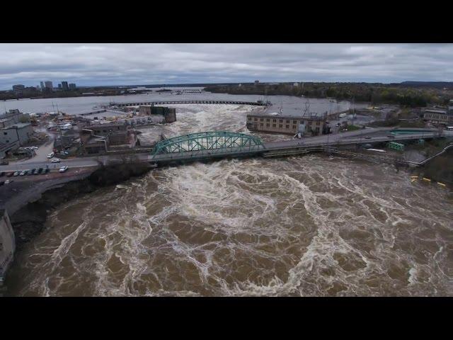 Drone footage shows raging Ottawa River post flooding