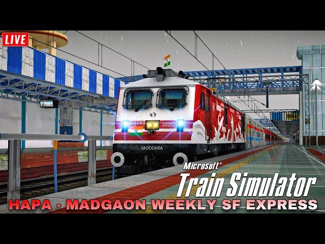 Monsoon Journey in 22908 Hapa - Madgaon Weekly SF Express • Indian Train Simulator • MSTS LIVE