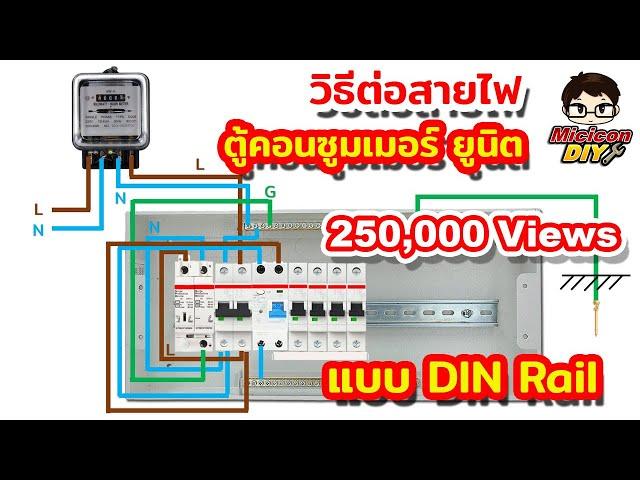 การต่อสายไฟ ตู้คอนซูมเมอร์ ยูนิต Consumer Unit แบบ DIN Rail ตามกฎของการไฟฟ้า