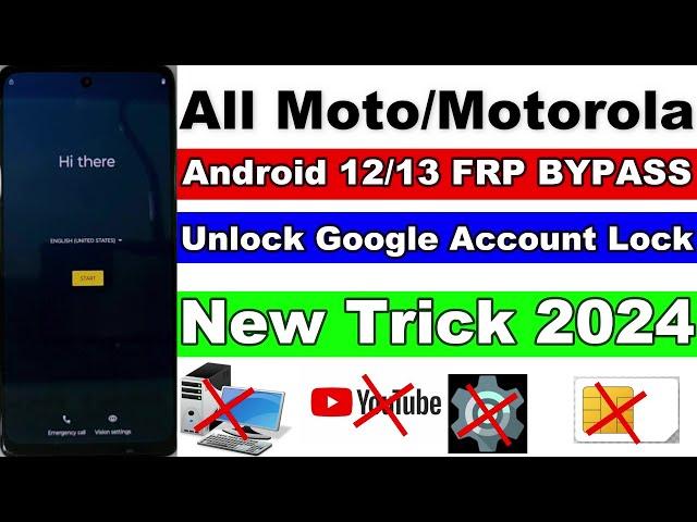 All Moto/Motorola FRP Bypass 2024 Android 12/13 Without PC | Moto All Google Account Lock Bypass