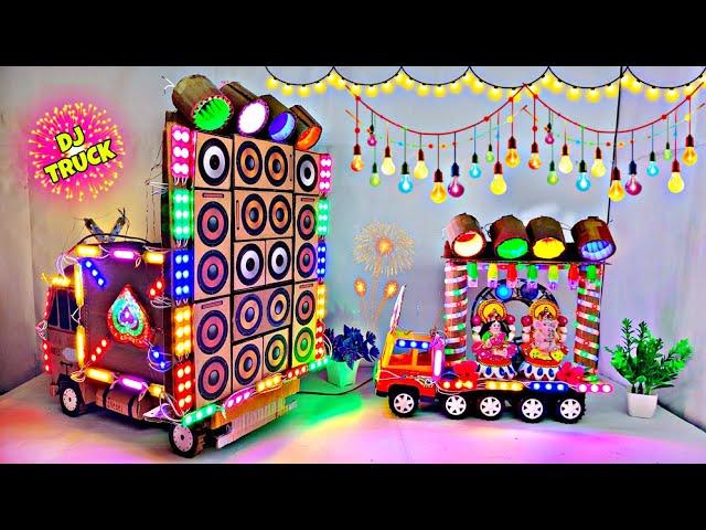 DIY Mini Dj Navratri Durga Pooja Gauri Ganesh Big Dj Truck Light Decoration gadi wala dj, Chhota dj