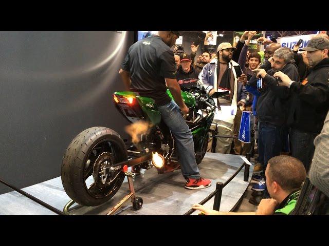 Rickey Gadson Starting His Kawasaki Ninja H2 Drag Bike