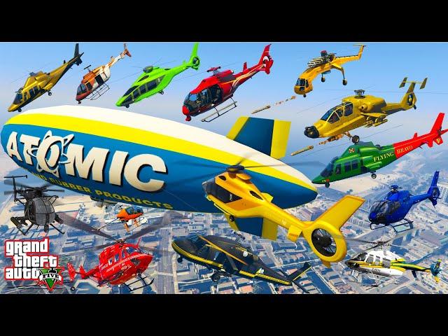 GTA V: Every Helicopters Hit The Blimp Best Extreme Longer Crash and Fail Compilation