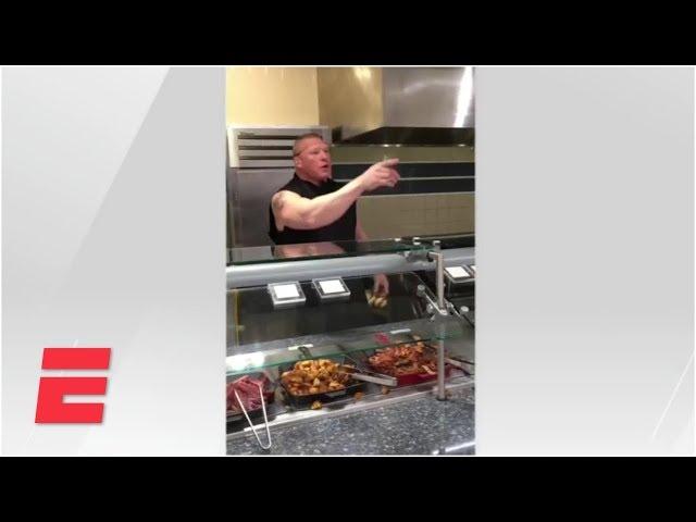 Brock Lesnar serves breakfast in ESPN cafeteria prank | ESPN Archives