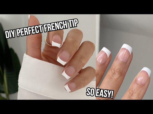 EASIEST FRENCH TIP NAILS AT HOME | how to do the perfect French tip nails | "clean girl" aesthetic