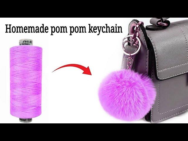 DIY Homemade pom pom keychain  | how to make pom pom keychain | homemade keychain |pom pom keychain