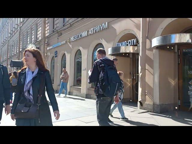 Walking from Vosstaniya Square to Vladimirsky Prospekt in St. Petersburg.