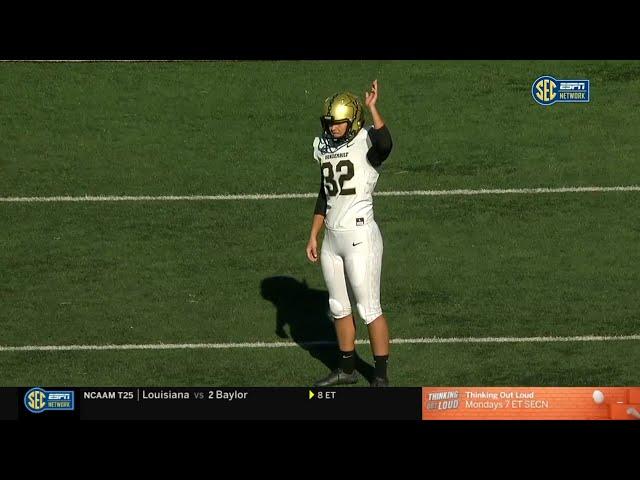 Vanderbilt Girl Kicker Sarah Fuller Kicks Off against Missouri