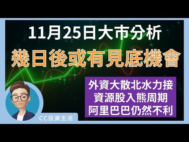 11月25日:  幾日後或有見底機會 | 外資大散北水力接 | 資源股入熊周期 | 阿里巴巴仍然不利 #恒生指數 #黑色星期五 #阿里巴巴