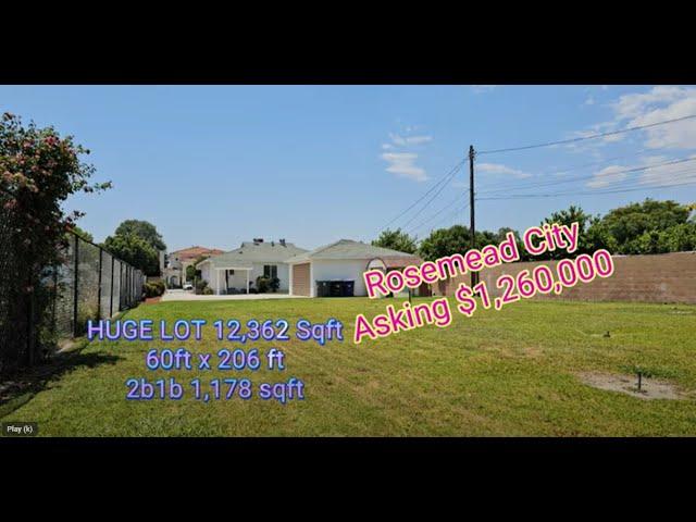 HUGE lot 60x206ft in 12,362sqft in Rosemead city. Gần Target, Market & Freeway 10. ASKING $1,260,000