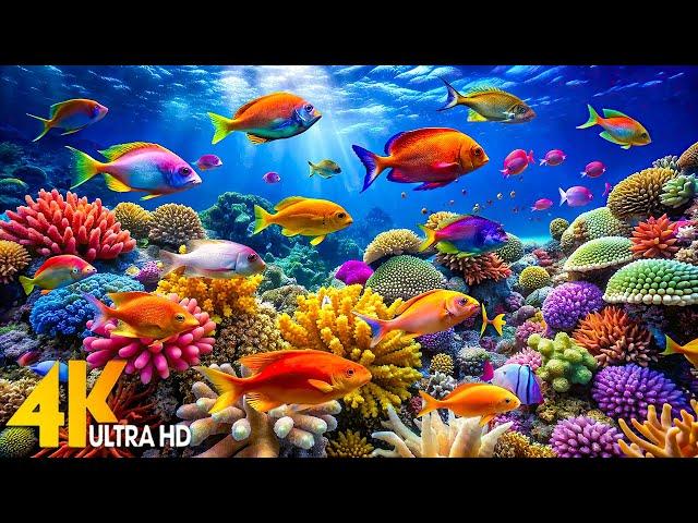 Under Red Sea 4K - Beautiful Coral Reef Fish in Aquarium, Sleep Meditation Music - 4K Video UHD #4