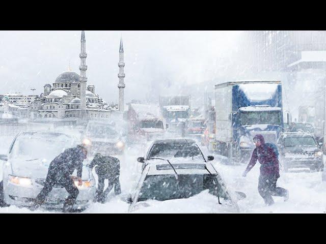 Turkey Today! Snowstorm Hits Istanbul: Vehicles Buried in Snow, People Trapped