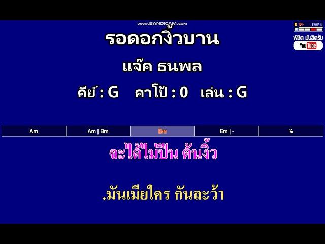 รอดอกงิ้วบาน - แจ๊ค ธนพล ( MIDI คาราโอเกะ คอร์ดง่ายๆ )  คีย์ G