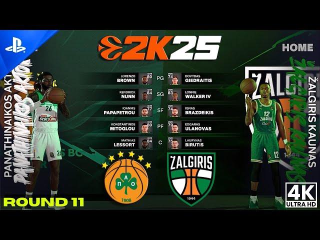 PANATHINAIKOS vs ZALGIRIS | EUROLEAGUE LIVE 2K25 PS5™ PRO [4K60] ULTRA Realistic Gameplay