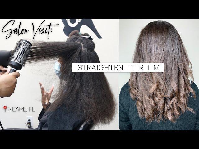 I STRAIGHTENED & TRIMMED MY TYPE 4 NATURAL HAIR FOR THE FIRST TIME IN 2 YEARS  | Miami Hair Salon