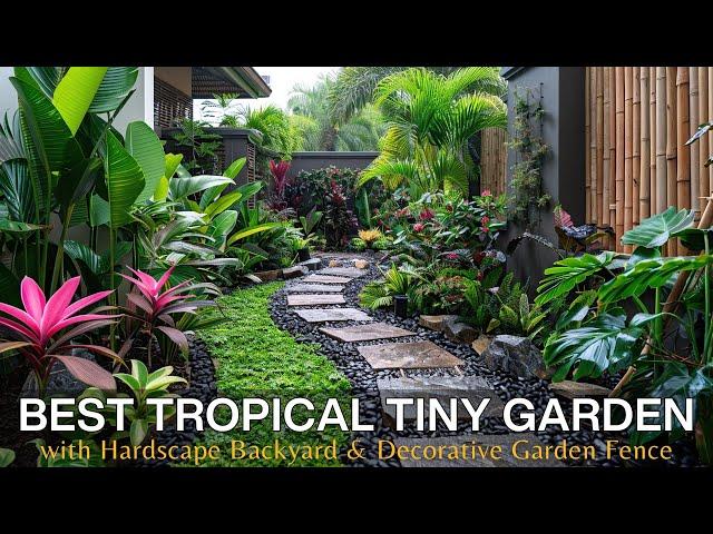 The Best Tropical Tiny Garden by Your House with Hardscape Backyard and Decorative Garden Fence