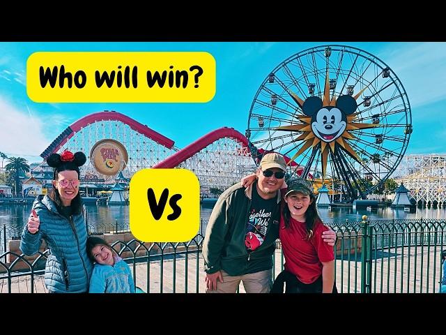 Disney California Adventure Rope Drop Challenge - Who Can Ride the Most Rides? Boys versus Girls