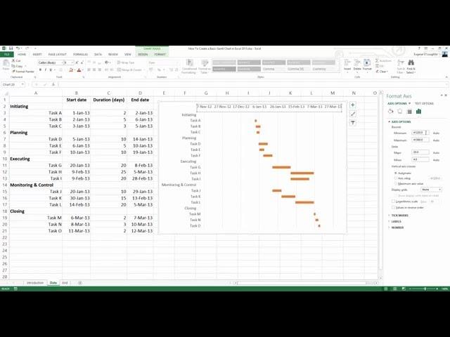 How To... Create a Basic Gantt Chart in Excel 2013