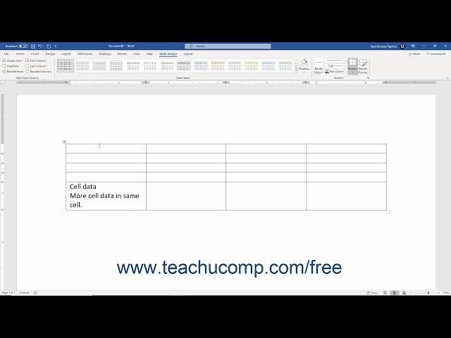 Word 2019 and 365 Tutorial Creating Tables Microsoft Training