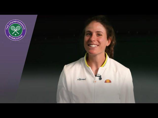 Johanna Konta tests her serve on the Jaguar Ace Pace app at Wimbledon