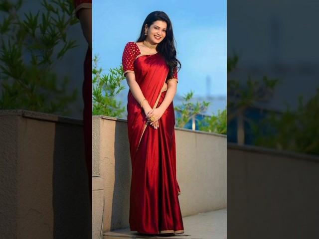 Her in Red  Saree With Beautiful Smile   #shorts #ytshorts #trending #viral #saree #beautiful