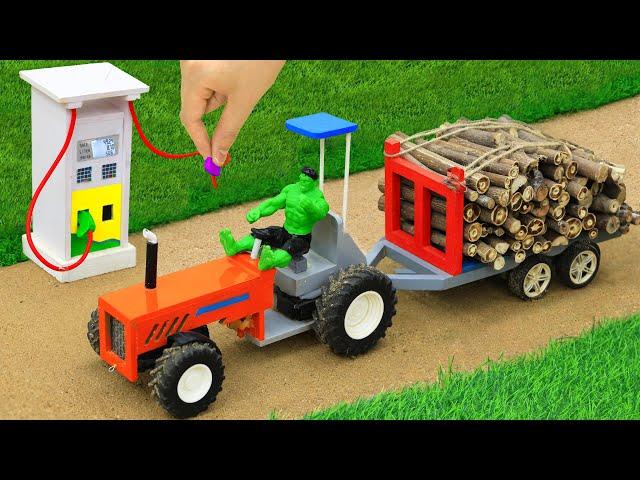 diy tractor mini petrol pump science project  | diy tractor wood trolley Load | @Joytractor-99