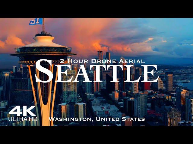 [4K] SEATTLE 2024  2 Hour Drone Aerial Relaxation Film | Washington USA United States of America