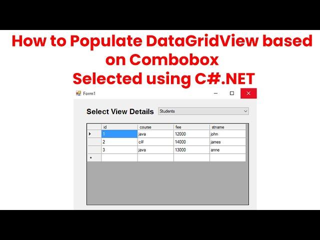 How to Populate DataGridView based on Combobox selected using C#.net