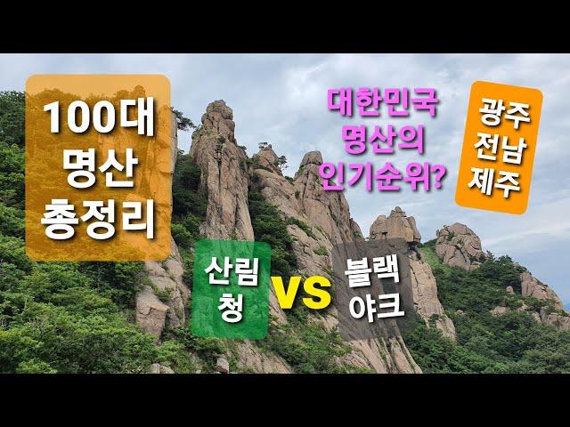 100대 명산 총정리 (광주 전남 제주 편) / 산림청 100대 명산 & 블랙야크 100대 명산 / 한국의 산하 인기 순위 / 이번 주말엔 어느 산으로 갈까?